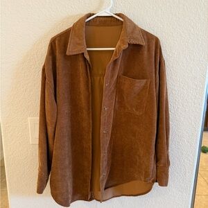 Brown Corduroy Button-Up Shirt